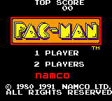 Pac-Man title screen for Sega Game Gear